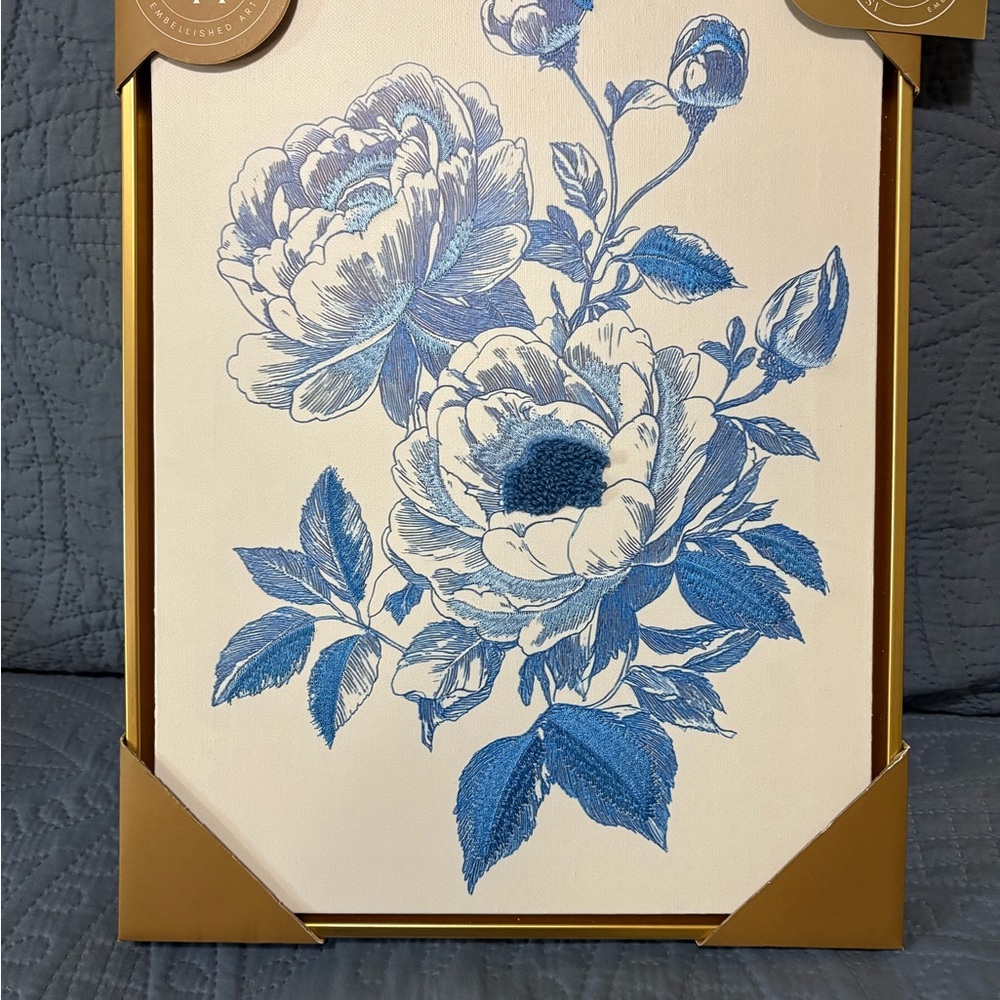 Blue Floral Canvas Art